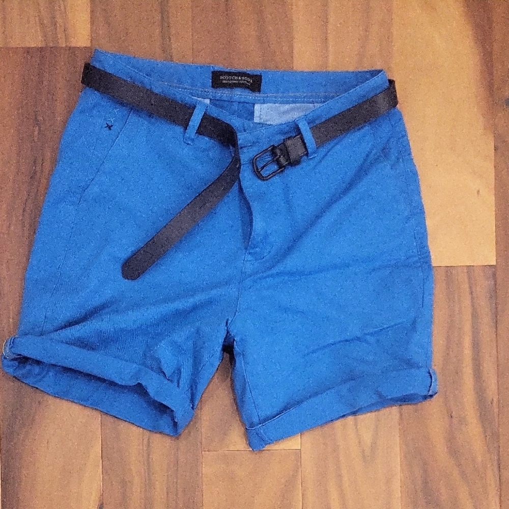 Men Scotch & Soda Blue Shorts with Belt